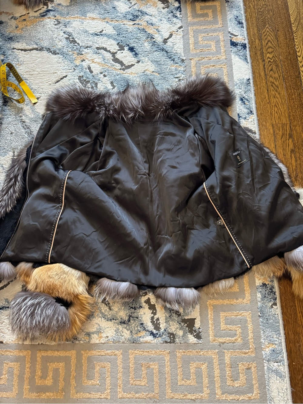 Luxury Golden silver black fox Multi-Color Fur fox Jacket  Women's Fashion Coat - Picture 12 of 17